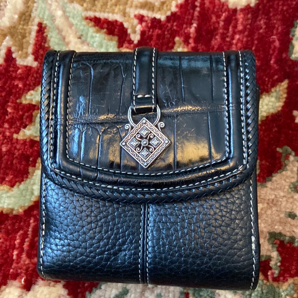 Vintage Brighton Black Pebbled & Alligator Leather Wallet